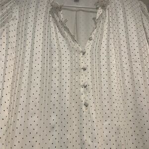Elegant White Polka Dot Women's Top